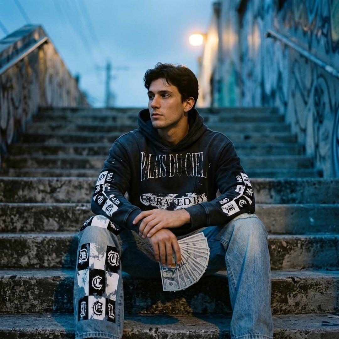 CURATED CHECKERBOARD DENIM JEANS