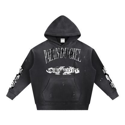 ACID WASH CHECKERBOARD HOODIE