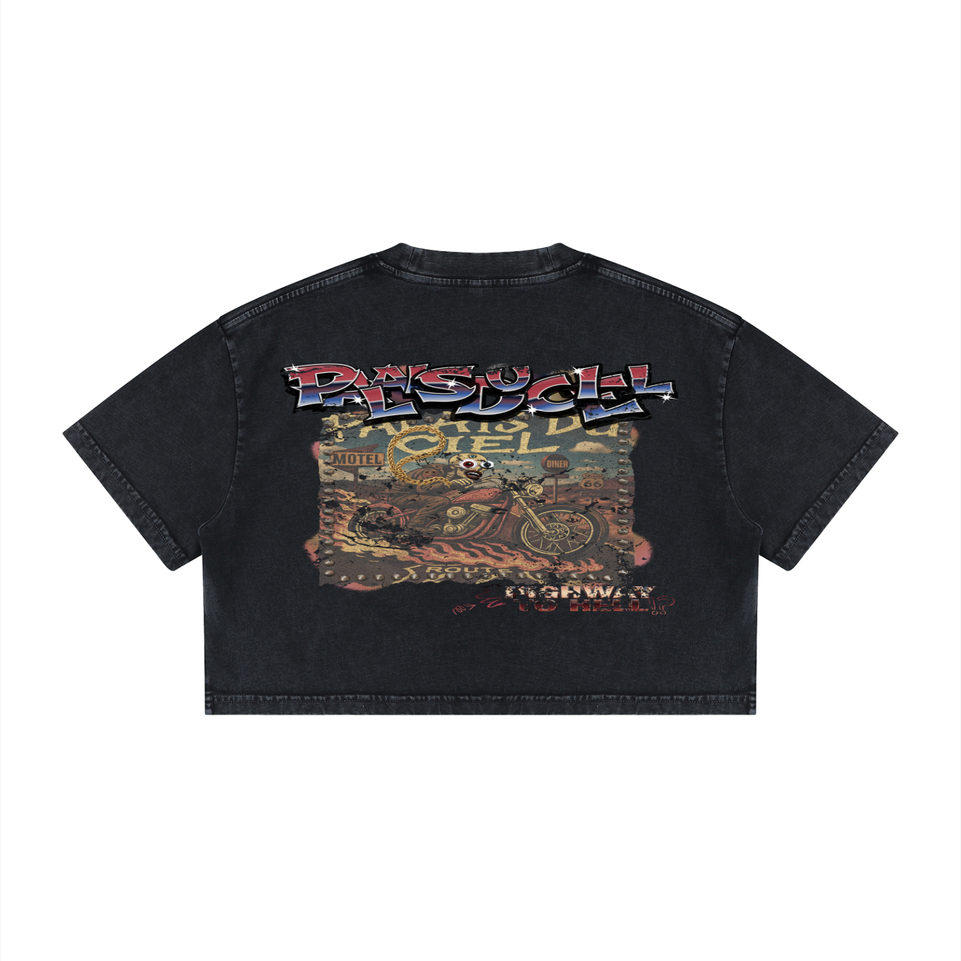 HIGHWAY TO HELL BOXY WASHED CROPPED T-SHIRT