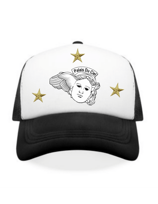 Black and White Palais Du Ciel Super Star Trucker Hat