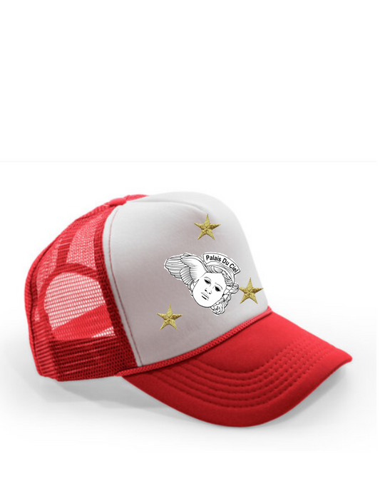 Red and White Palais Du Ciel Trucker