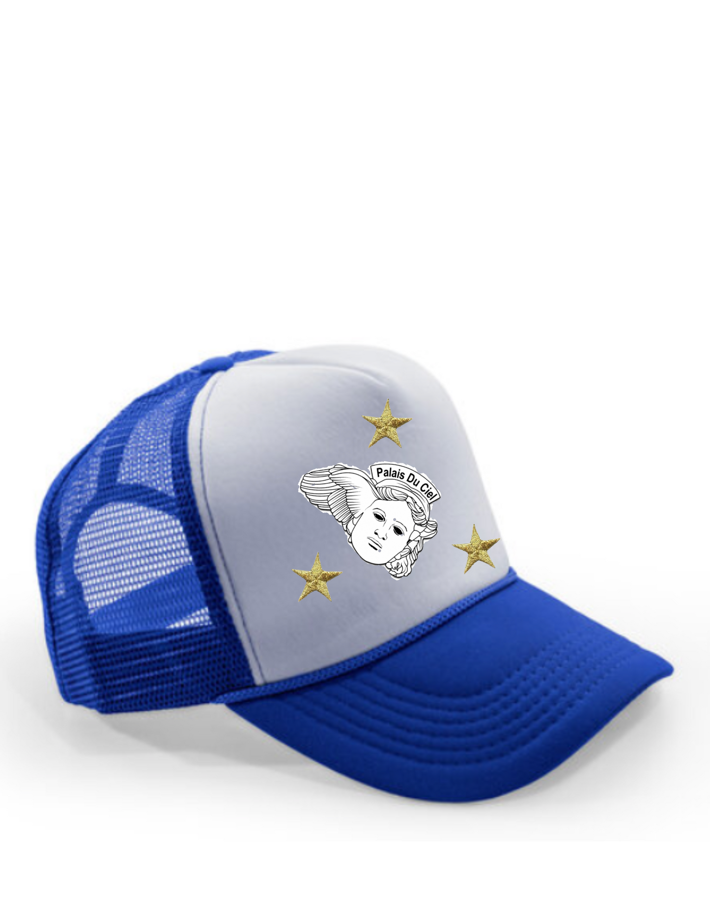 Blue and White Palais Du Ciel Super Star Trucker Hat