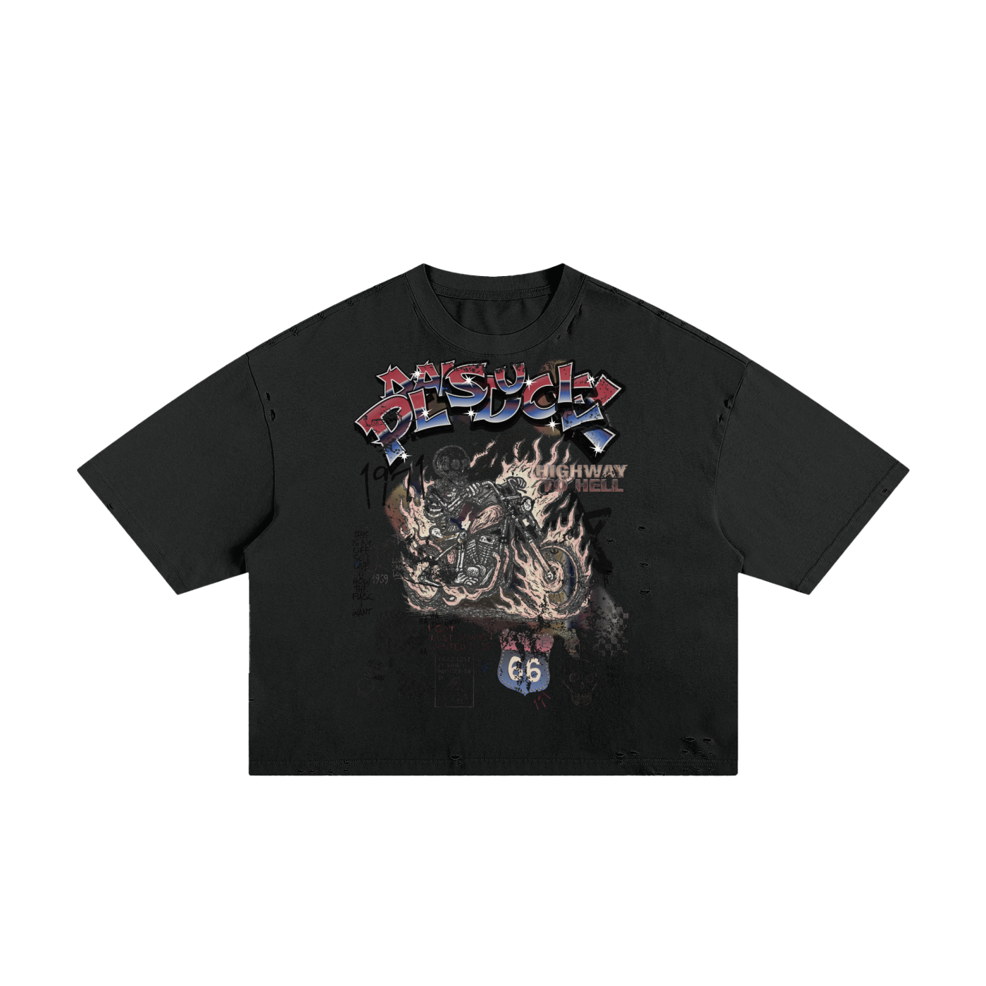 A BLAZING SKELETON ON A MOTORCYCLE / PALAIS DU CIEL T-SHIRT