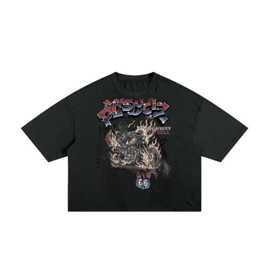 A BLAZING SKELETON ON A MOTORCYCLE / PALAIS DU CIEL T-SHIRT