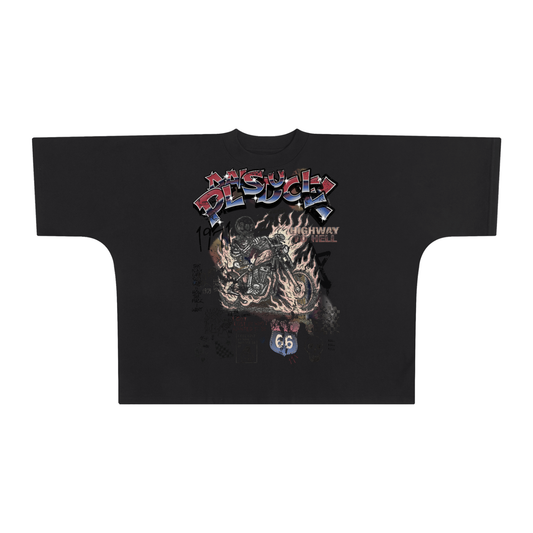 A BLAZING SKELETON ON A MOTORCYCLE / PALAIS DU CIEL BOXY T-SHIRT