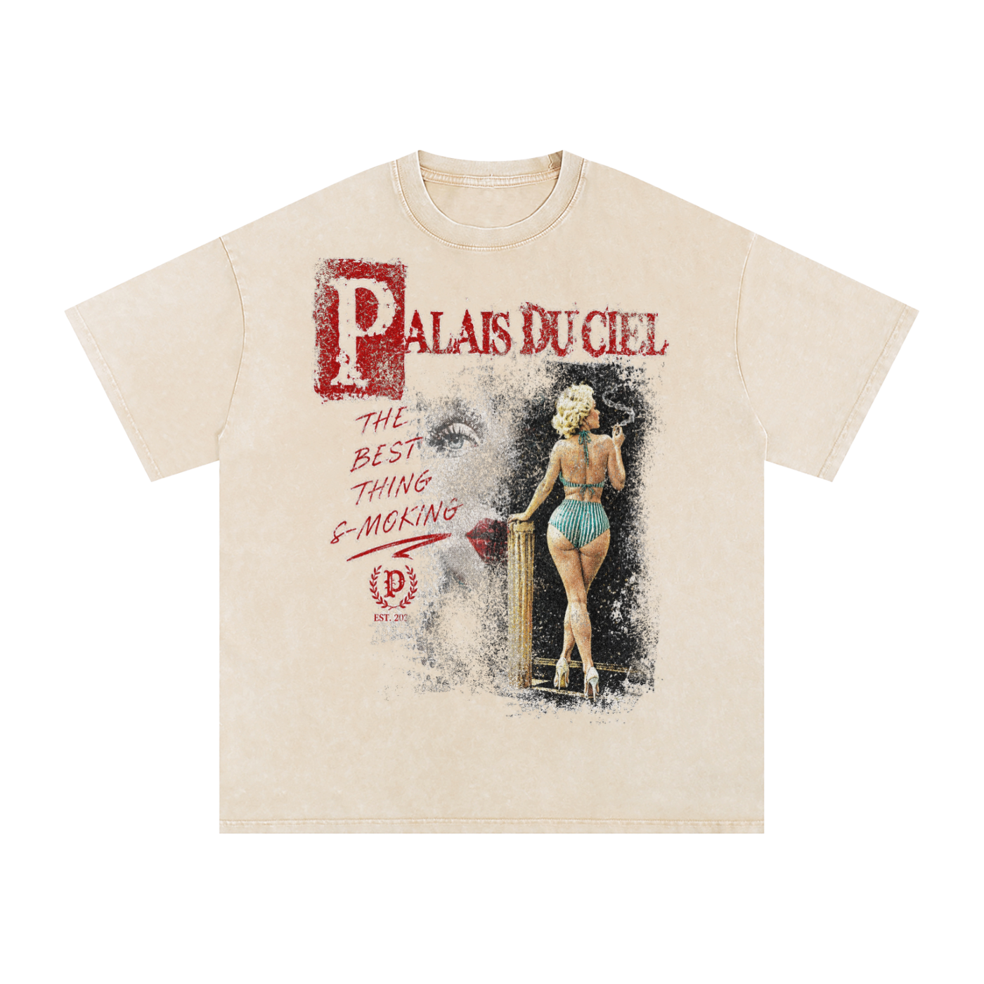 A ACTUAL MODEL SMOKING WASHED T-SHIRT