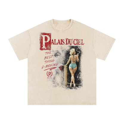 MODEL SMOKING WASHED T-SHIRT