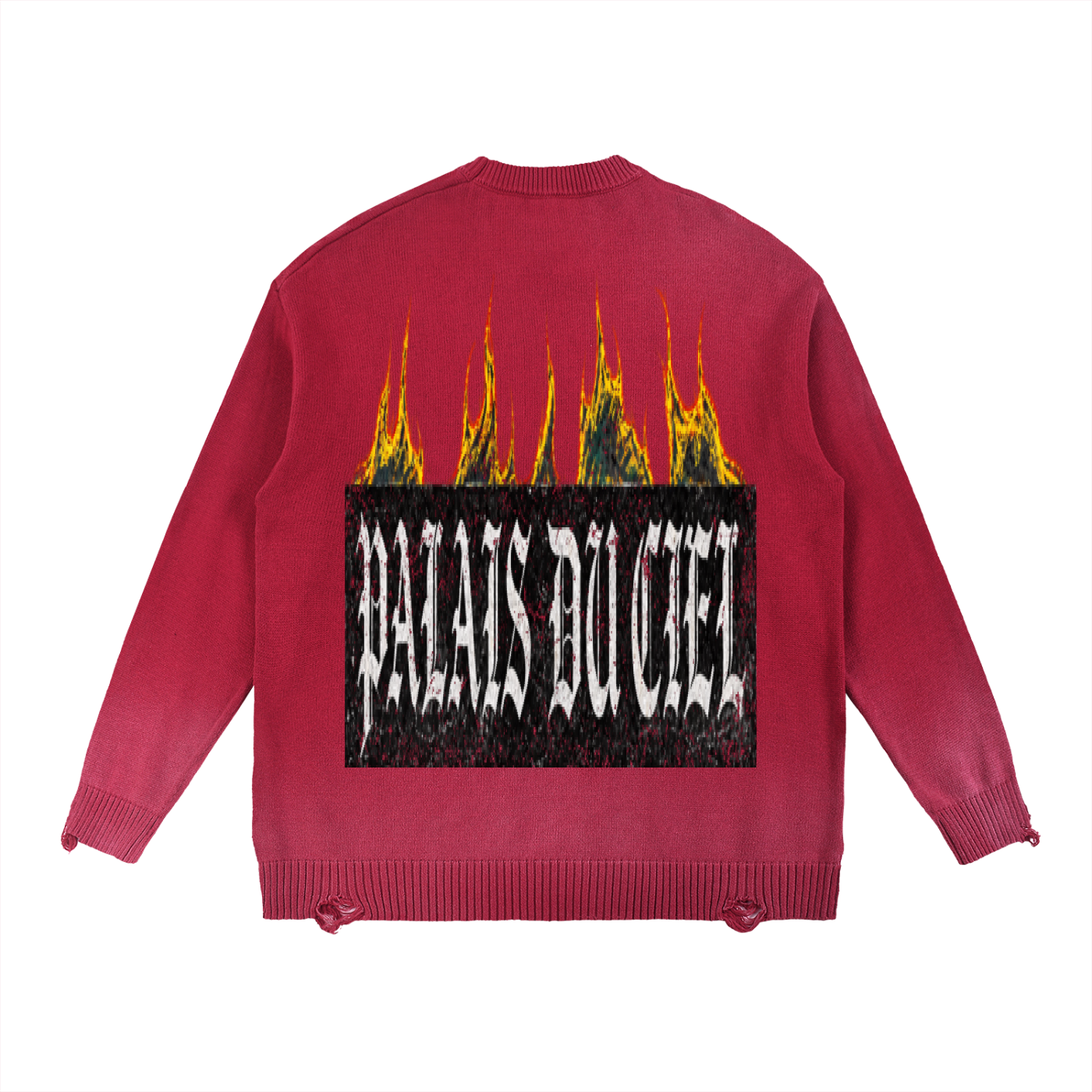 PALACE OF HEAVEN RIPPED CREWNECK SWEATER