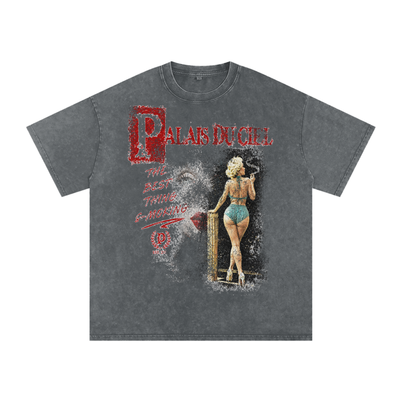 A ACTUAL MODEL SMOKING WASHED T-SHIRT