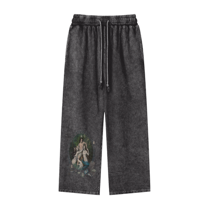 VOULEZ-VOUS COUCHER AVEC MOI CE SOIR WASHED STRAIGHT LEG SWEATPANTS