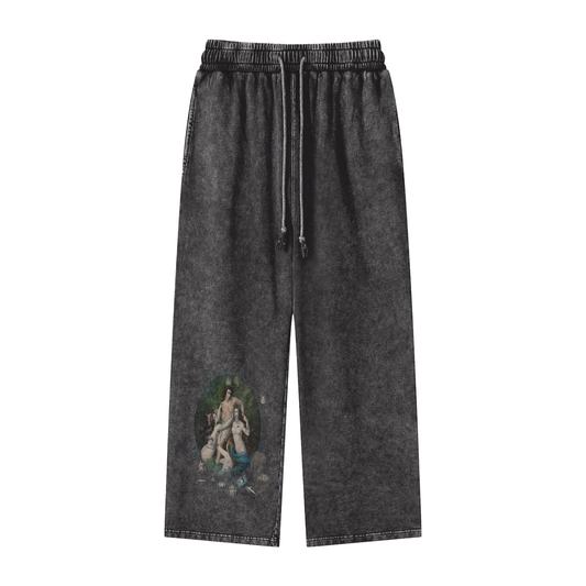 A VOULEZ-VOUS COUCHER AVEC MOI CE SOIR / PALAIS DU CIEL WASHED STRAIGHT LEG SWEATPANTS