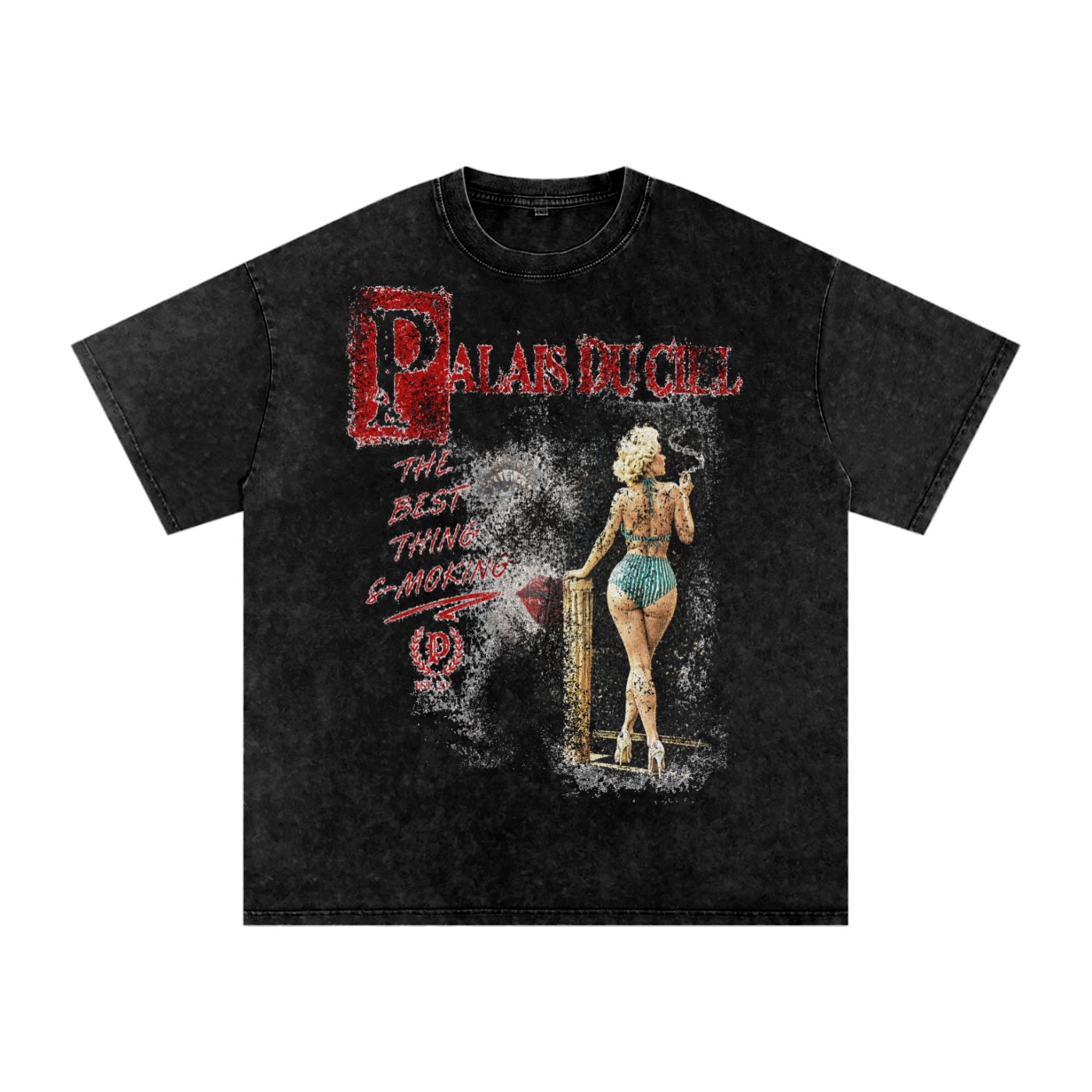 A ACTUAL MODEL SMOKING WASHED T-SHIRT