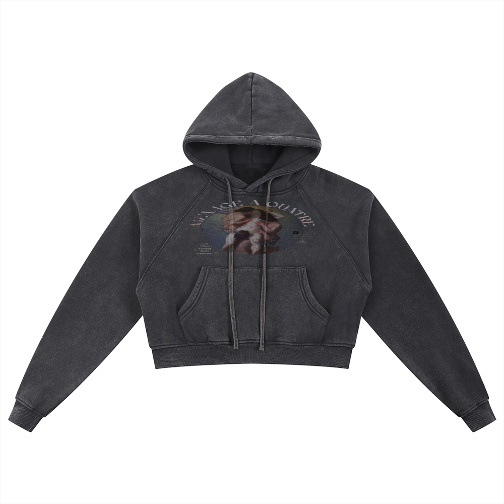 MÉNAGE À QUATRE WASHED CROP TOP HOODIE