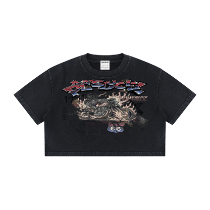 HIGHWAY TO HELL BOXY WASHED CROPPED T-SHIRT