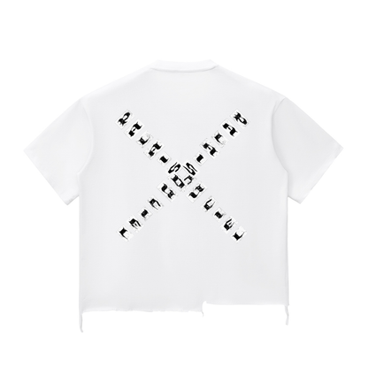 PLAY YOUR PALAIS DU CIEL CARDS RIGHT BOXY DISTRESSED T-SHIRT