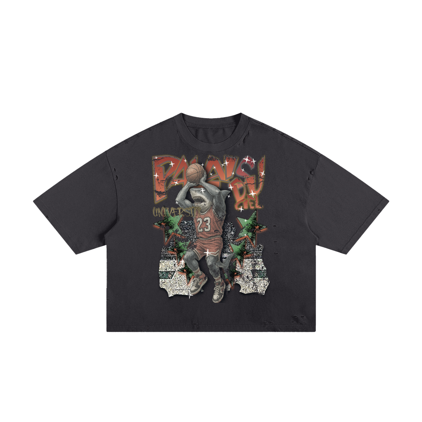 A SHARK PLAYING BASKETBALL / PALAIS DU CIEL T- SHIRT