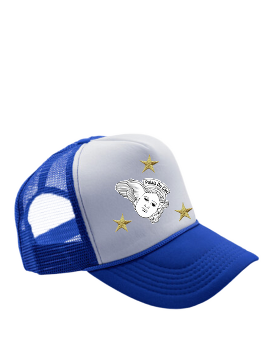 Blue and White Palais Du Ciel Super Star Trucker Hat