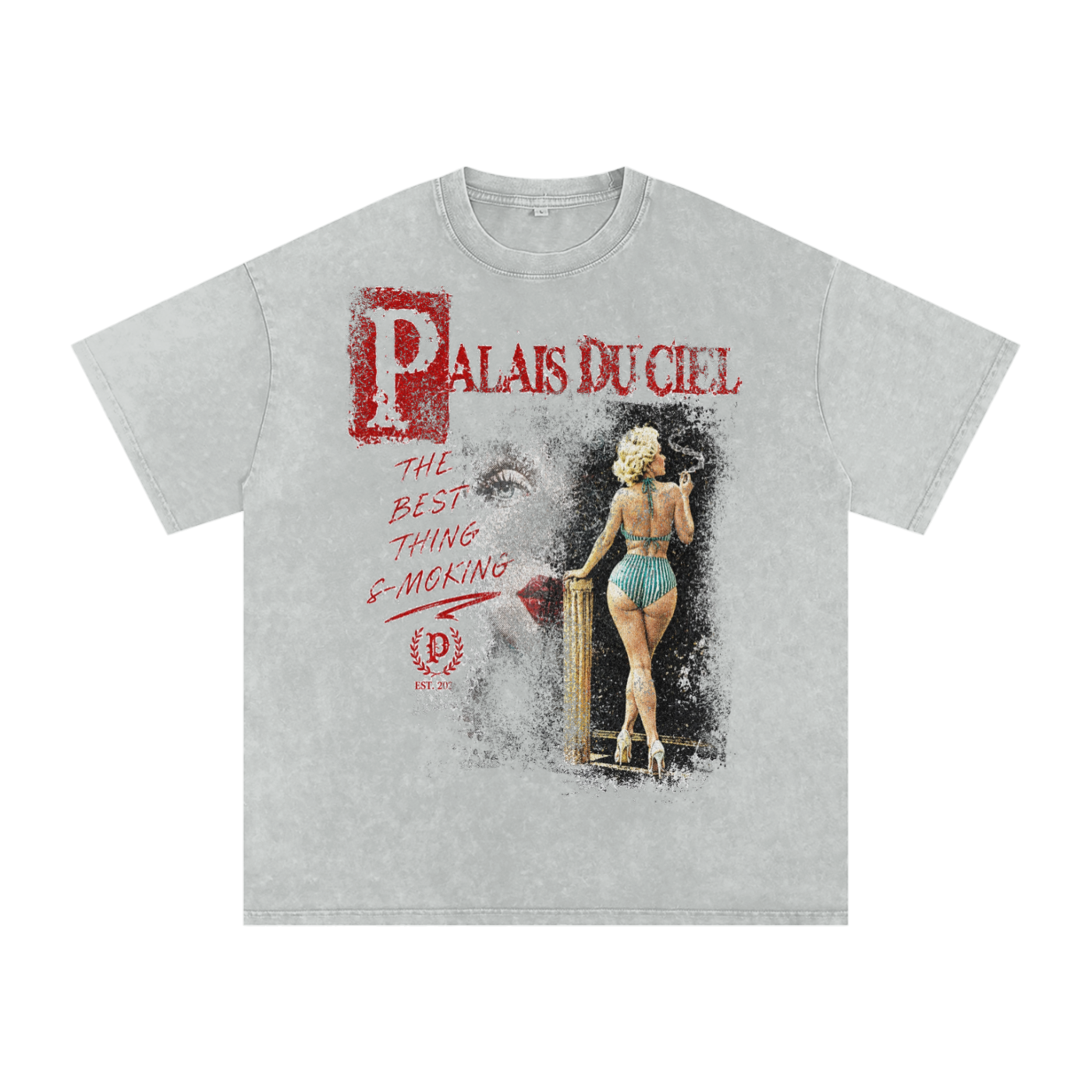 A ACTUAL MODEL SMOKING WASHED T-SHIRT