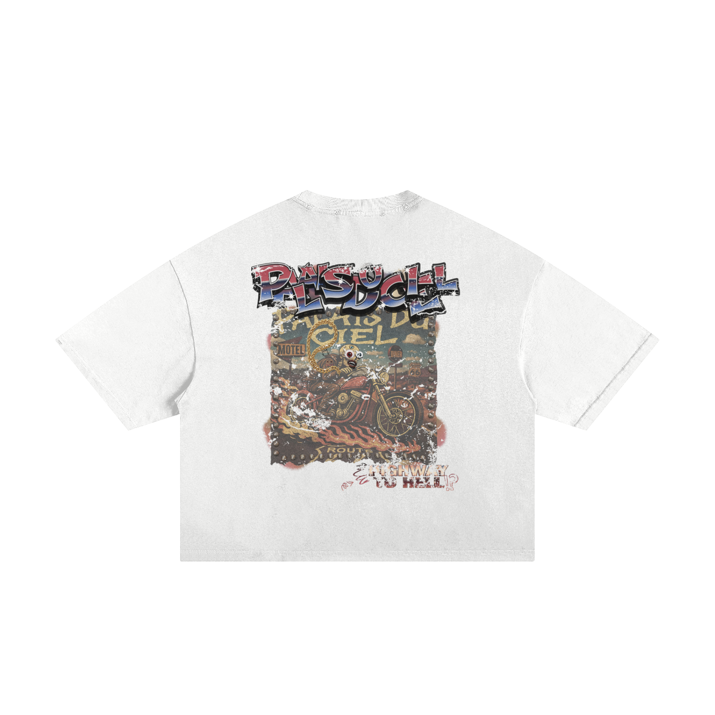 A BLAZING SKELETON ON A MOTORCYCLE / PALAIS DU CIEL T-SHIRT