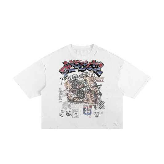 A BLAZING SKELETON ON A MOTORCYCLE / PALAIS DU CIEL T-SHIRT