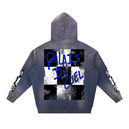 ACID WASH CHECKERBOARD HOODIE