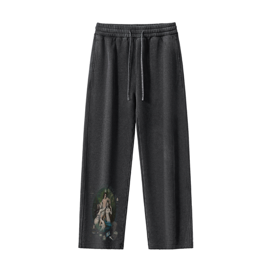 A VOULEZ-VOUS COUCHER AVEC MOI CE SOIR / PALAIS DU CIEL WASHED STRAIGHT LEG FLEECE SWEATPANTS