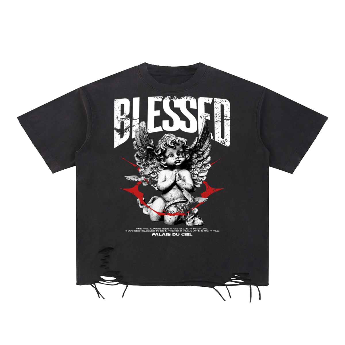 Blessed Angel Distressed T- Shirt