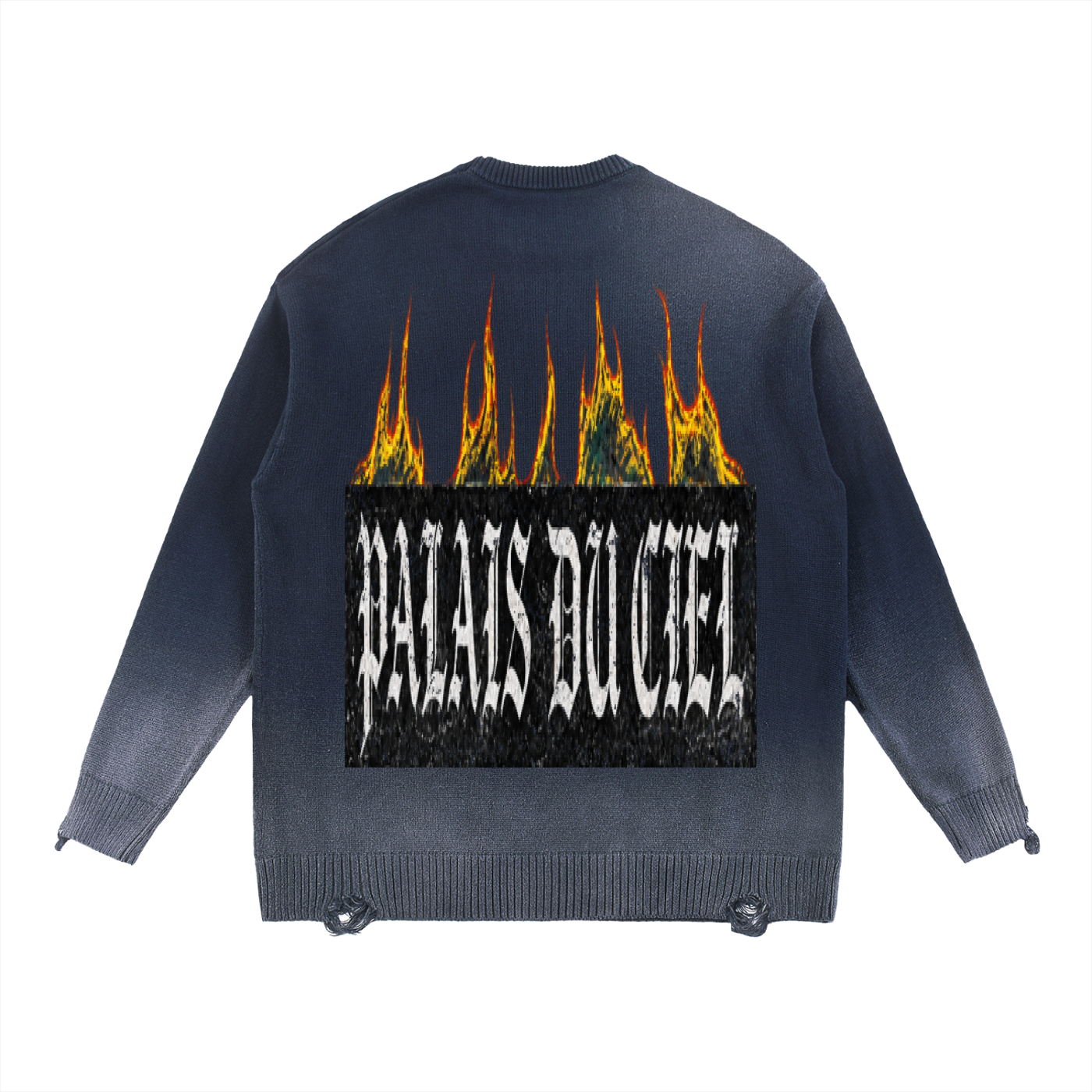 PALACE OF HEAVEN RIPPED CREWNECK SWEATER