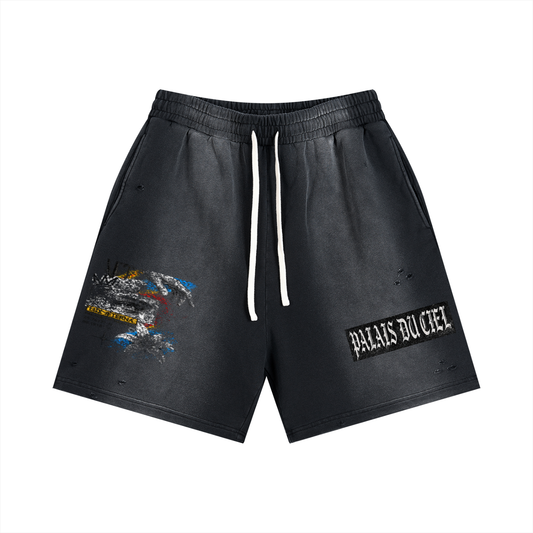 PALACE OF HEAVEN DISTRESSED SHORTS