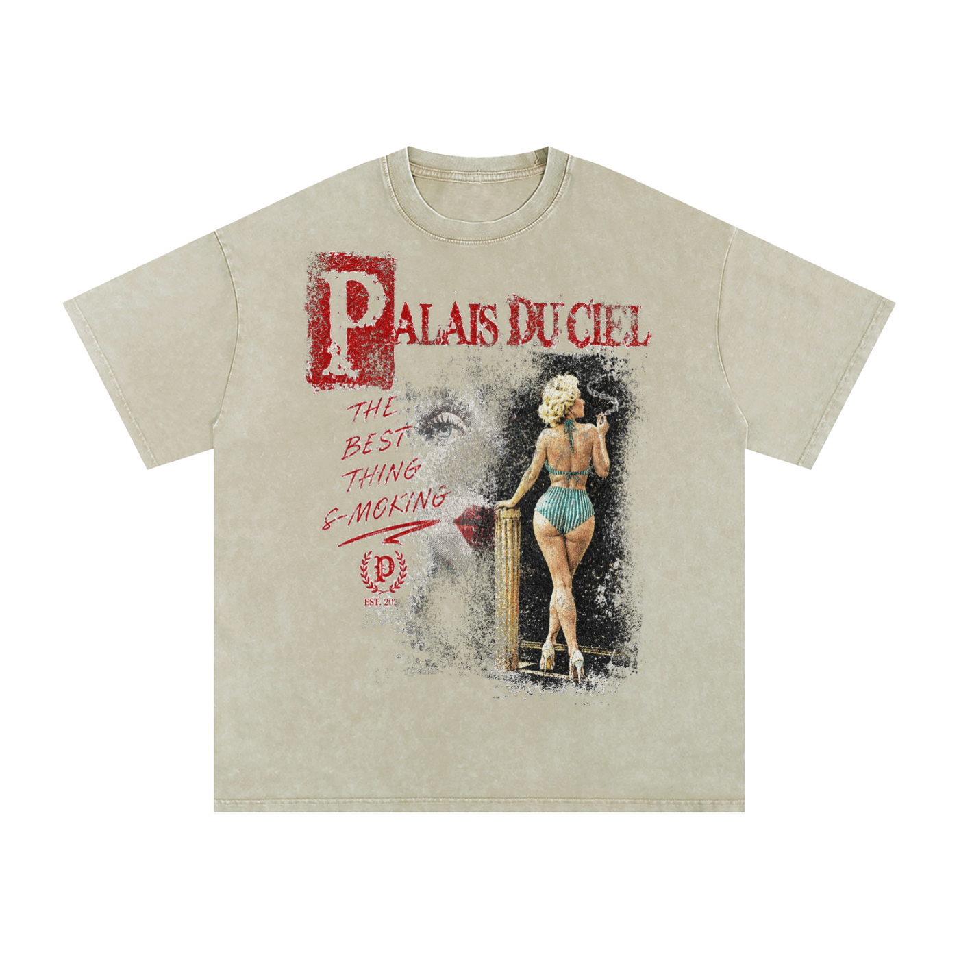 A ACTUAL MODEL SMOKING WASHED T-SHIRT