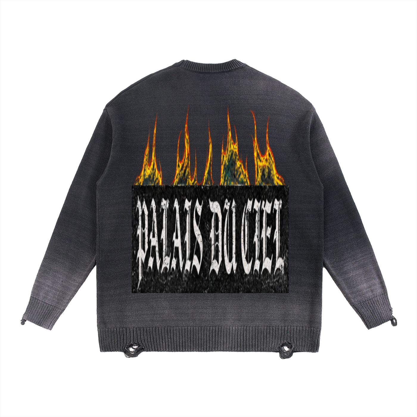 PALACE OF HEAVEN RIPPED CREWNECK SWEATER