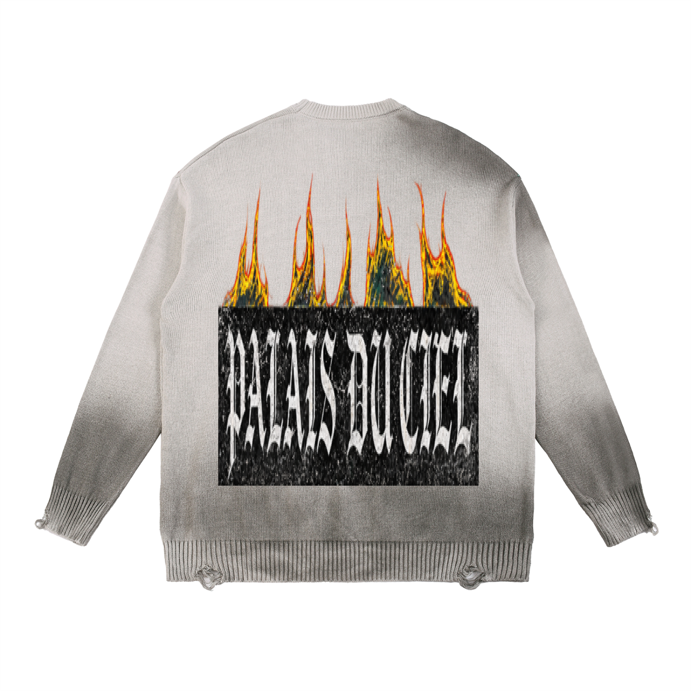 PALACE OF HEAVEN RIPPED CREWNECK SWEATER