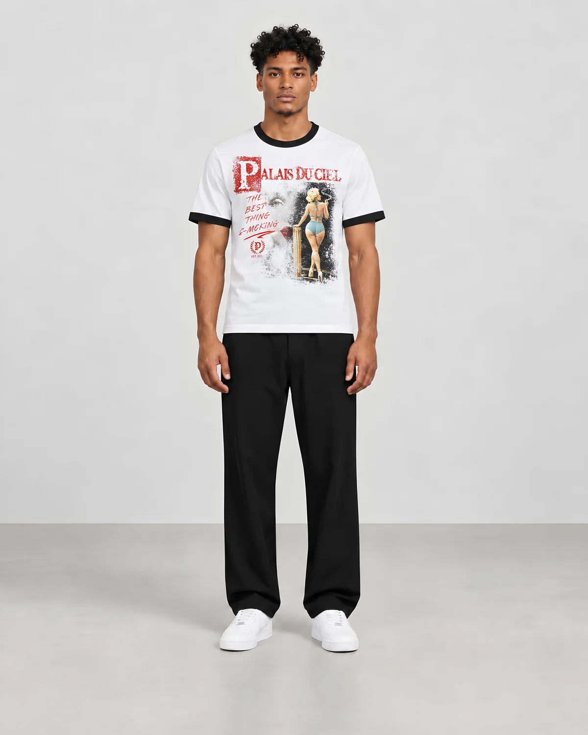 model smoking t shirt — AI-generated model styling preview