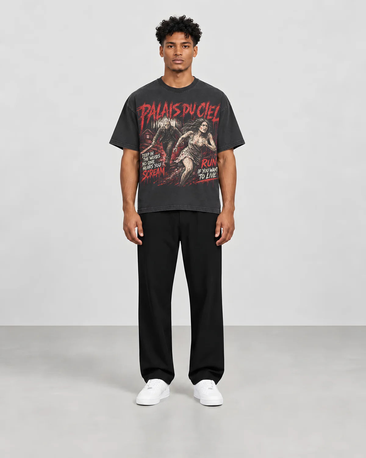 run if you want boxy t shirt — AI-generated model styling preview